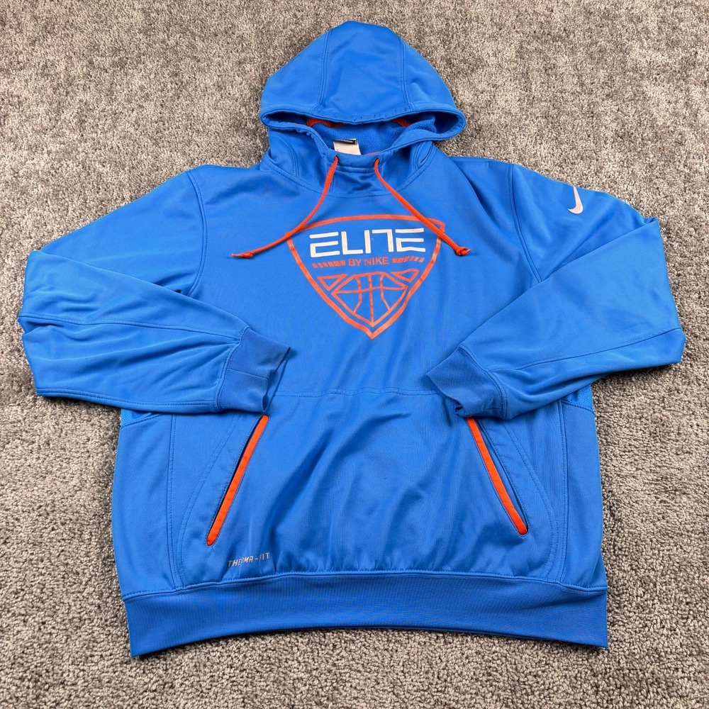 Nike Therma Fit Elite Hoodie Mens M Blue Pullover Sweatshirt Basketball